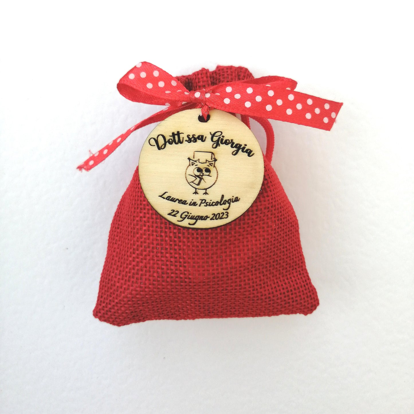 Graduation favor bag with handmade personalized engraving wooden tag
