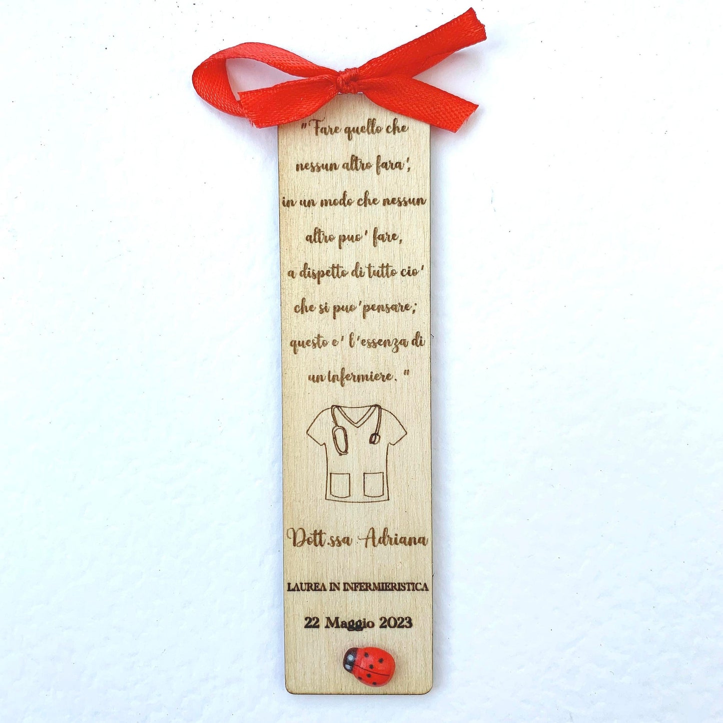 Nursing GRADUATION favor WOODEN BOOKMARK with personalized engraving size 12cm x 3cm