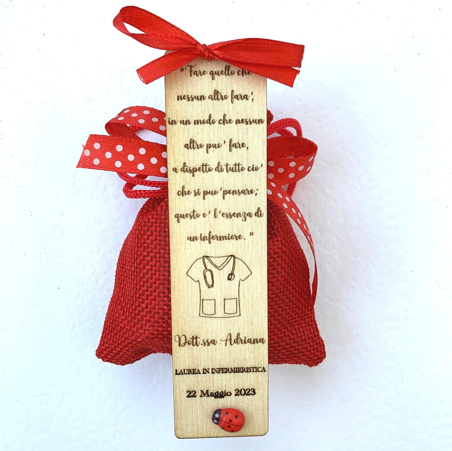 Nursing GRADUATION favor WOODEN BOOKMARK with personalized engraving size 12cm x 3cm
