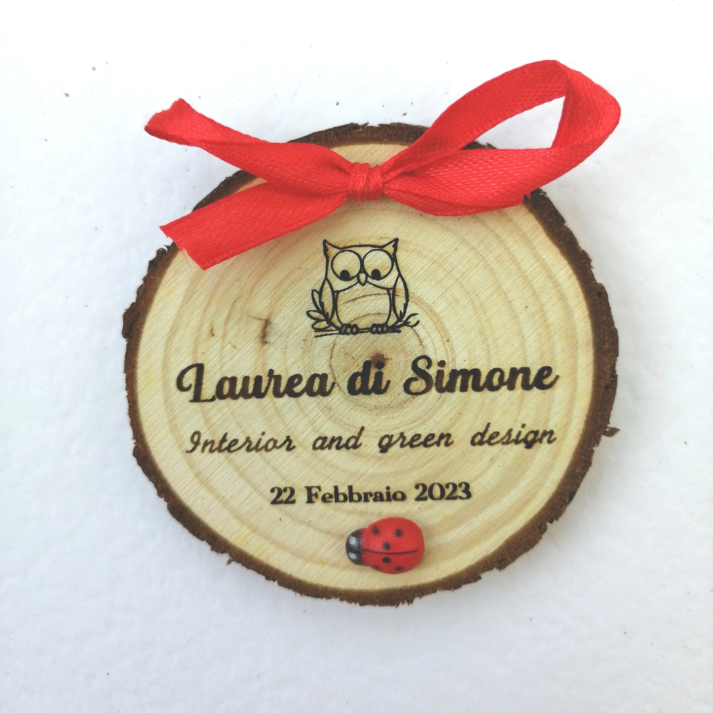 Cadeaux de fin d'études Aimant en bois DEGRÉ fait main gravure personnalisée diamètre 5cm-7cm