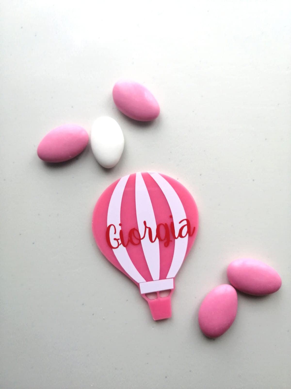 Hot Air Balloon Magnet Favor for Births and Baptisms with personalized boy/girl name