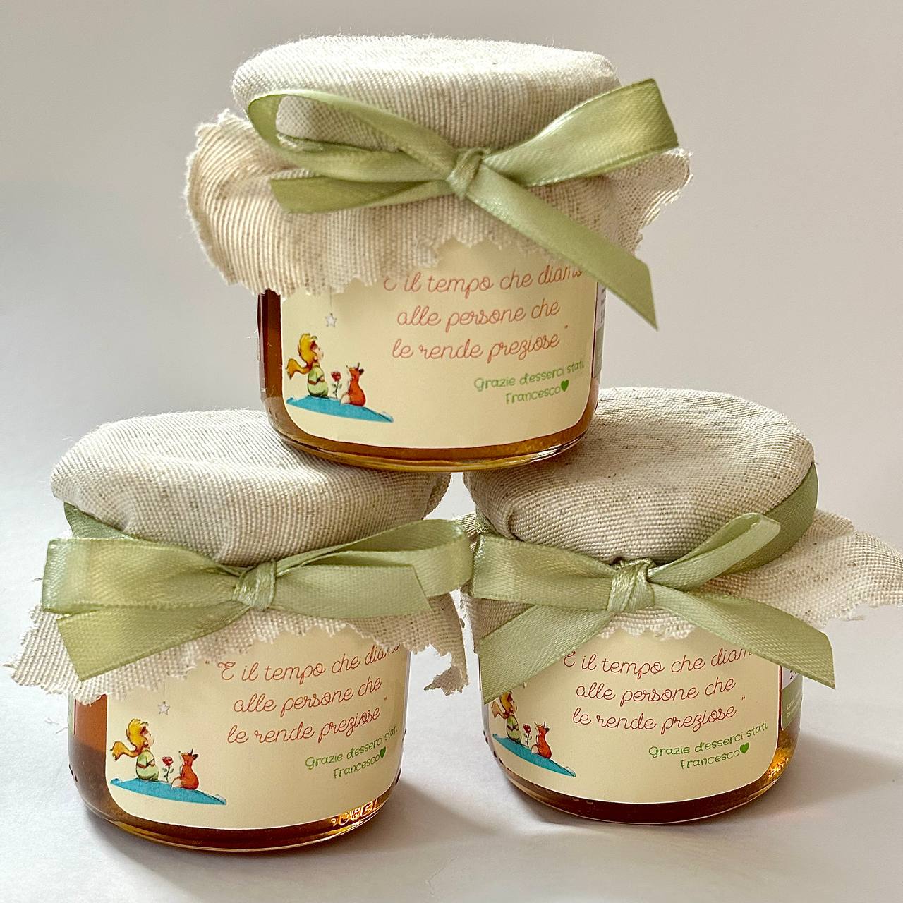 Baptism favors for baby boy LITTLE PRINCE Jar of artisanal wildflower honey 140gr- 250gr, customizable yellow label