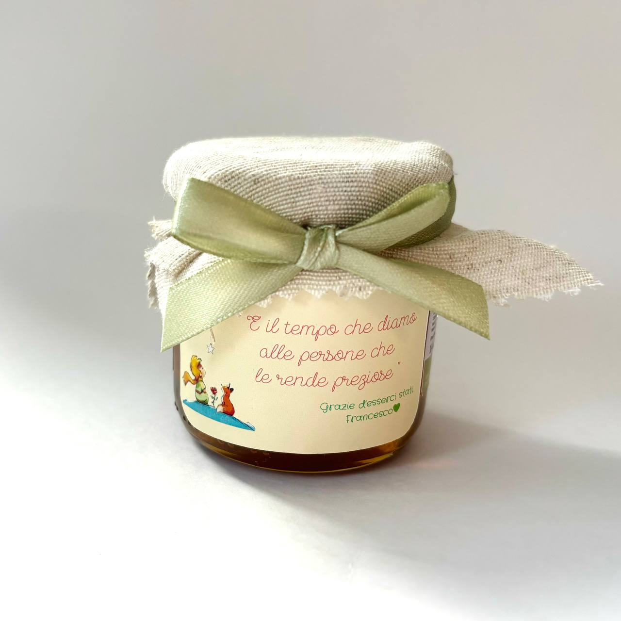 Bonbonnières Baptême Bébé PETIT PRINCE Pot de miel de fleurs sauvages artisanal 140gr - 250gr, étiquette jaune personnalisable