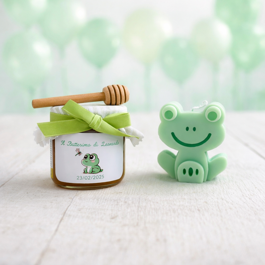 Bonbonnière de baptême dans un coffret thème Petit Prince avec miel 140g et bougie nuage parfumée ou dosettes brûlantes d'essence