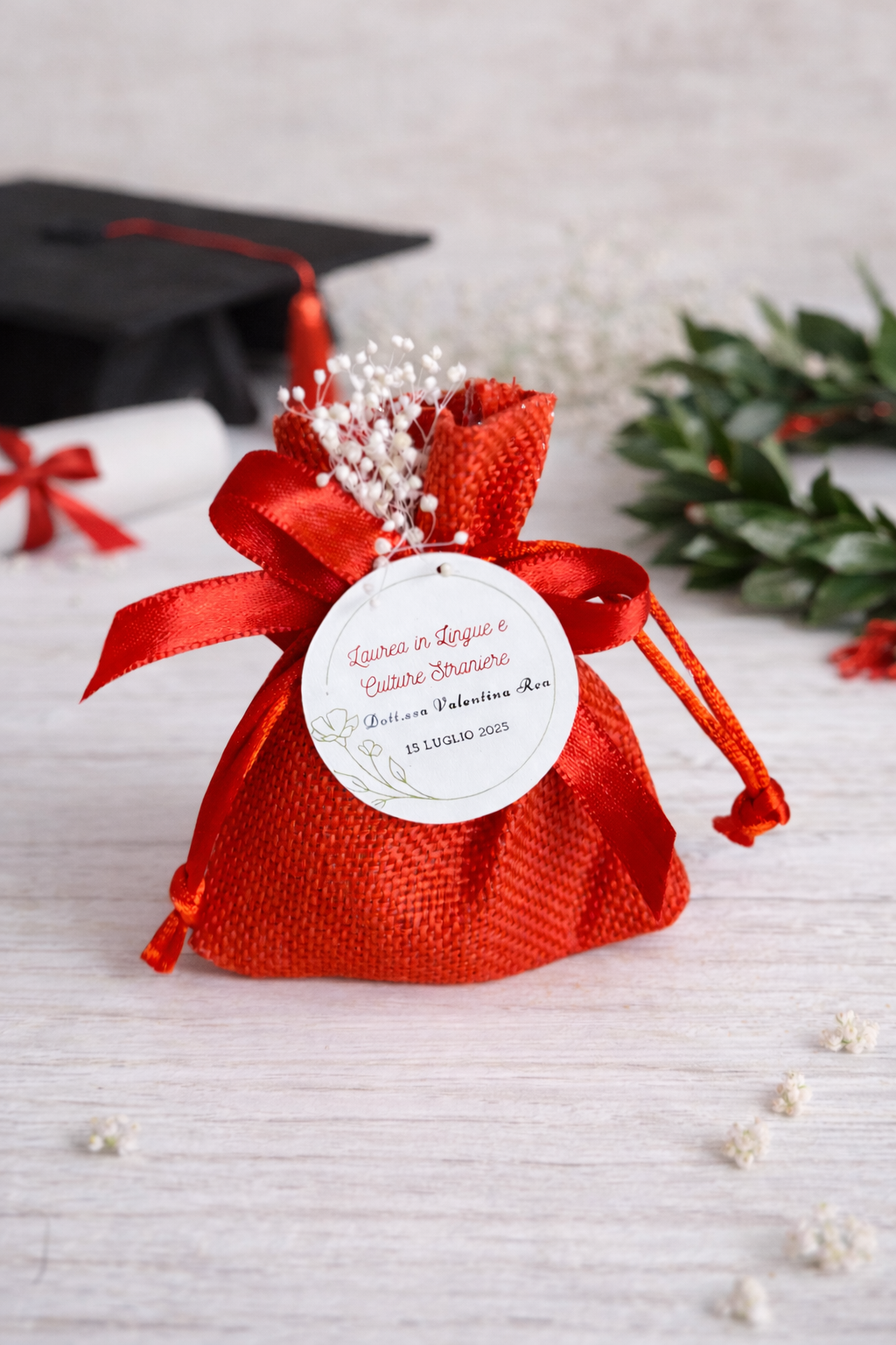 Sac de confettis GRADUATION avec étiquette personnalisée avec hibou de graduation fait à la main