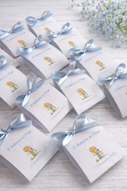 Confettata Piccolo Principe per Battesimo, Comunione, Compleanno, con grafica personalizzabile con 3 confetti