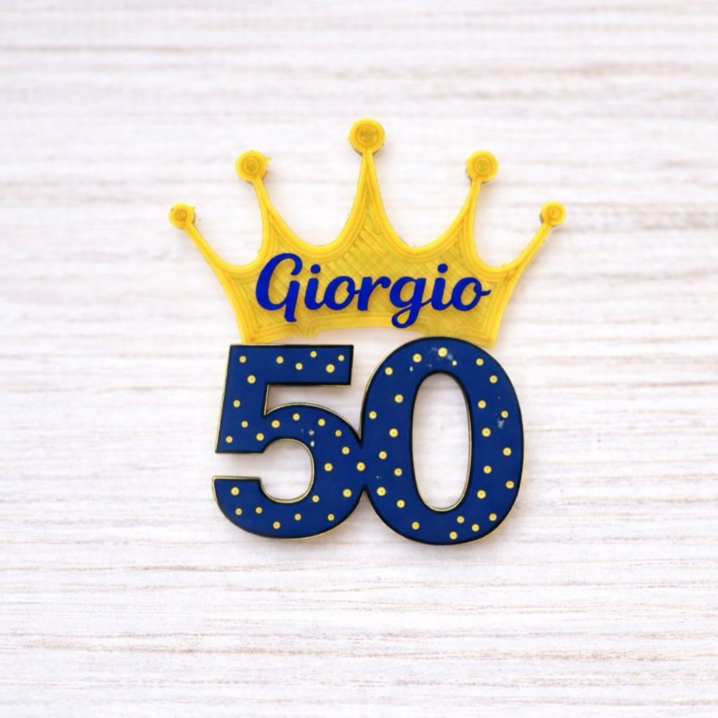 Calamita Bomboniera 50 anni a pois  birthday con nome personalizzabile diversi colori