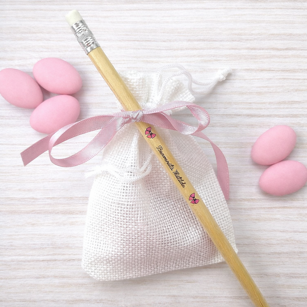 Bomboniera Nascita matita in legno naturale incisione personalizzata economica