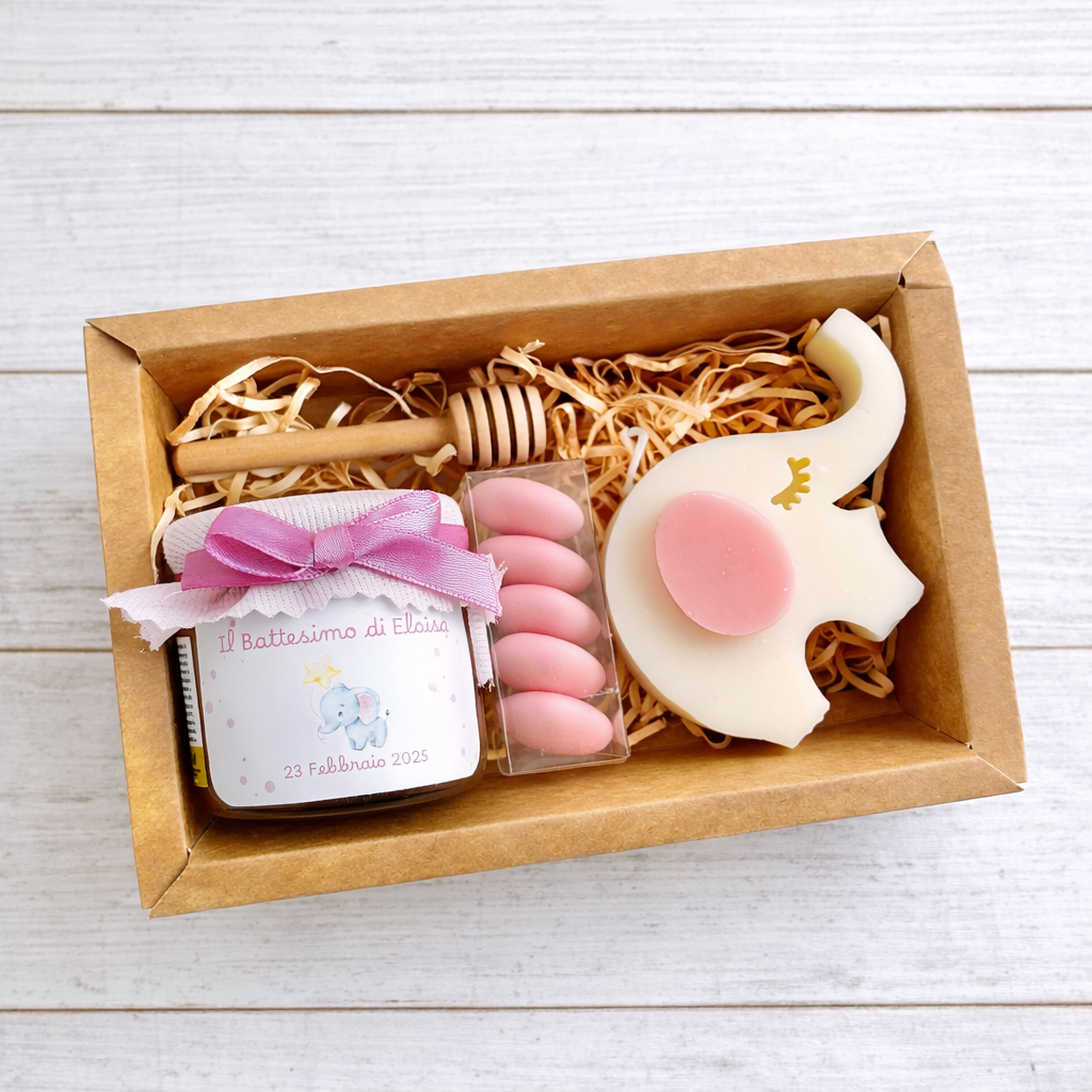 Bomboniera Battesimo cofanetto a tema Elefantino/a con Miele 140 gr e – LA  BOTTEGA DI LULU', image size:1024x1024