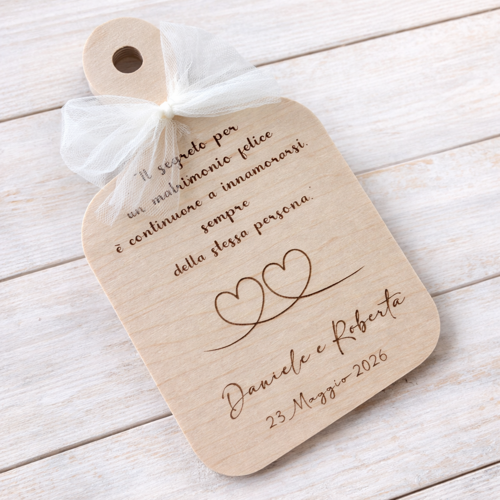Bomboniera per Matrimonio Tagliere in legno di Betulla con incisione personalizzabile