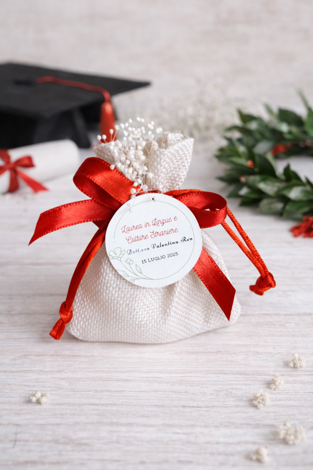 Sac de confettis GRADUATION avec étiquette personnalisée avec hibou de graduation fait à la main