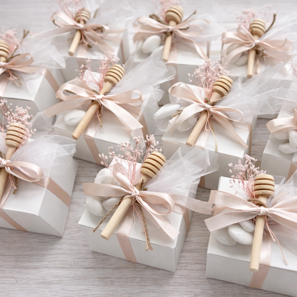 Bomboniera Matrimonio Barattolino Miele millefiori artigianale 50 gr-140gr-250 gr, color bianco e rosa antico etichetta personalizzabile