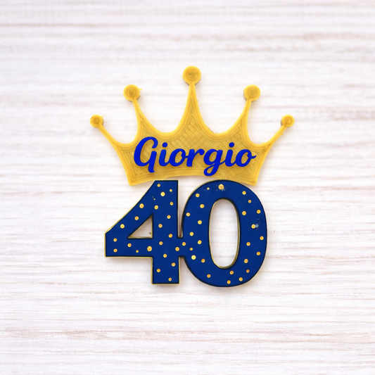 Calamita Bomboniera 40 anni a pois  birthday con nome personalizzabile diversi colori