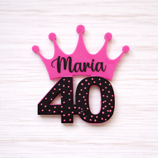 Calamita Bomboniera 40 anni birthday con nome personalizzabile diversi colori