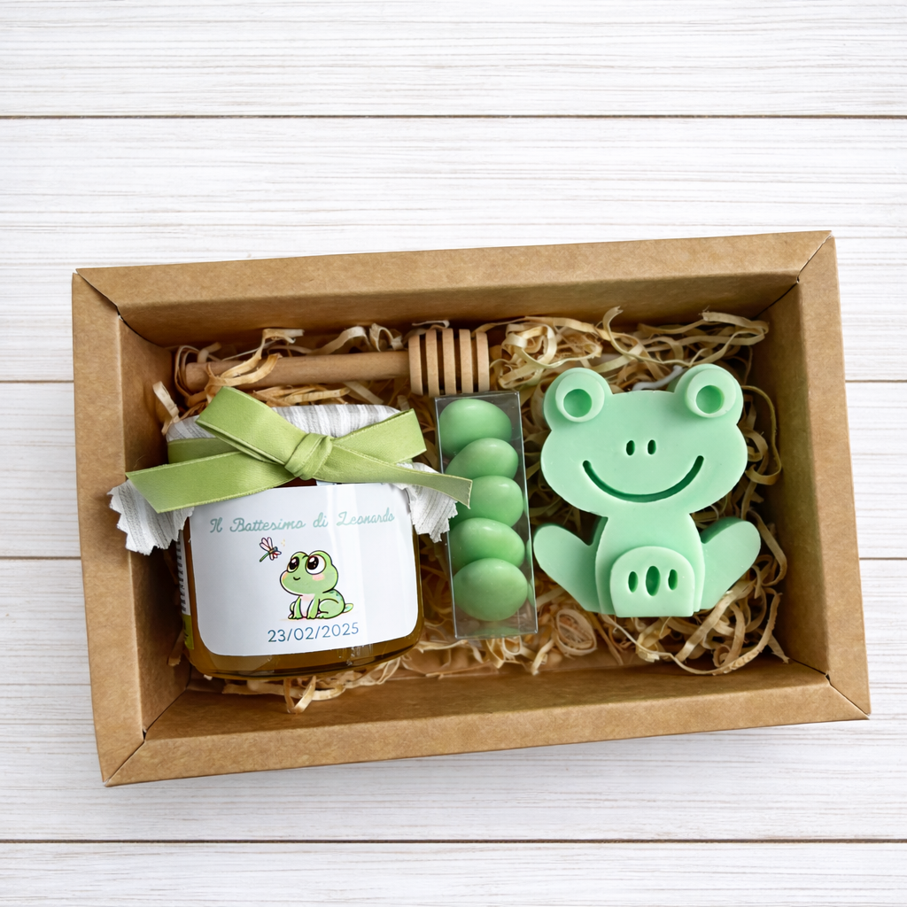 Bonbonnière de baptême dans un coffret thème Petit Prince avec miel 140g et bougie nuage parfumée ou dosettes brûlantes d'essence