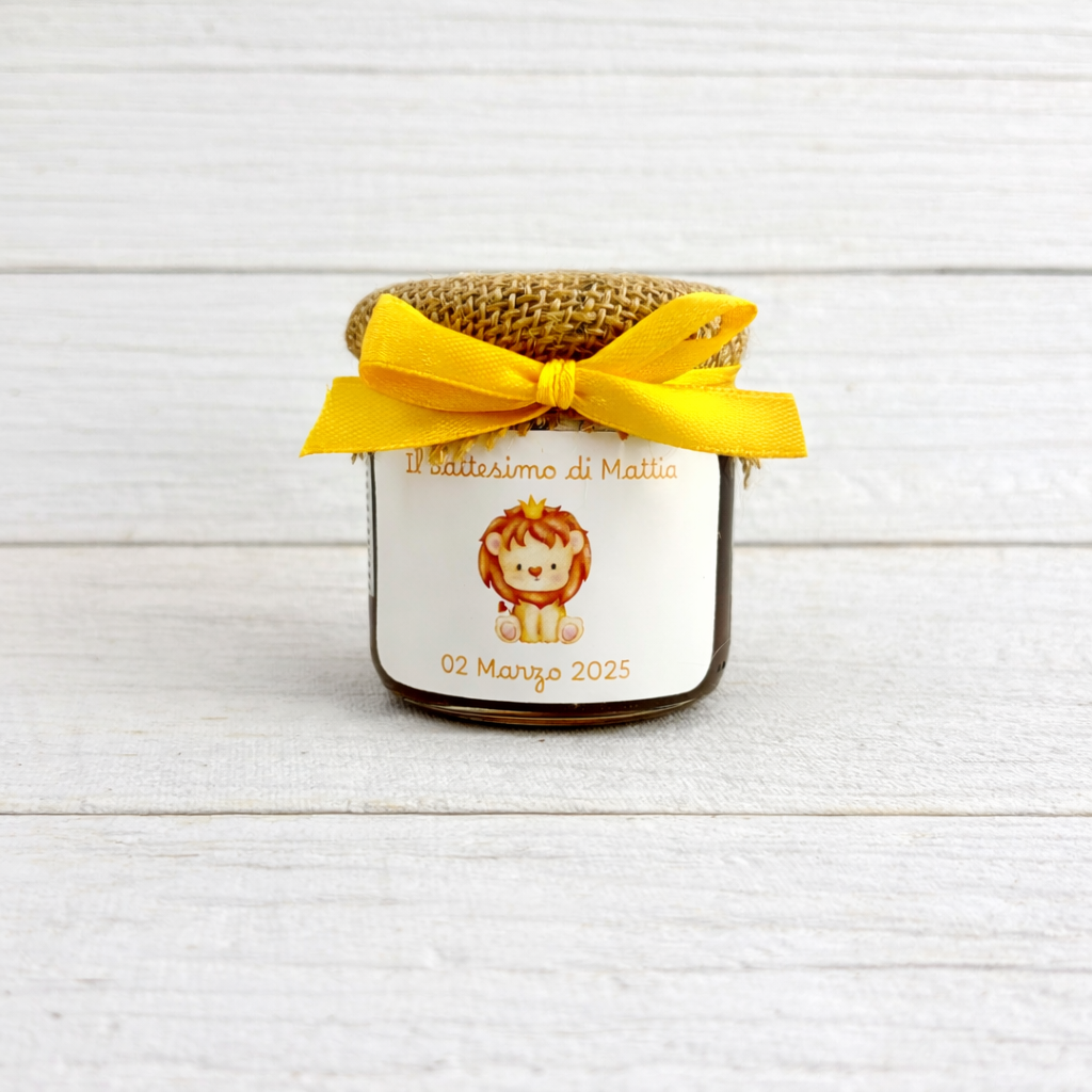 Bonbonnières Baptême Bébé PETIT PRINCE Pot de miel de fleurs sauvages artisanal 50g - 140g - 250g, étiquette personnalisable bleu clair