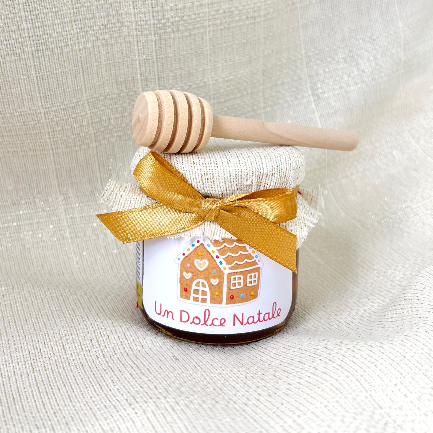 Wedding Favor Jar of artisanal wildflower honey 50 gr-140gr-250 gr, gold and pink color, customizable label