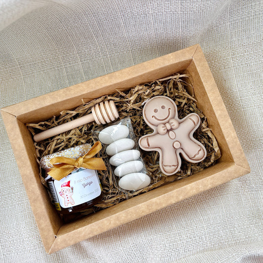 Baptism favor box with 140 gr honey and scented cloud candle