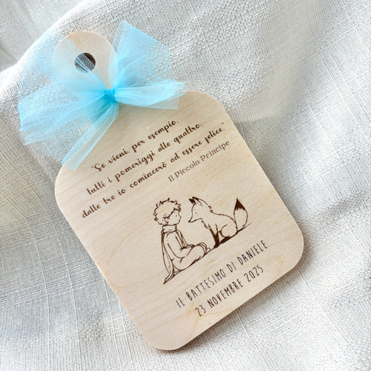 Baptism Favor Beech Wood Cutting Board with Personalized Engraving on the Little Prince Theme