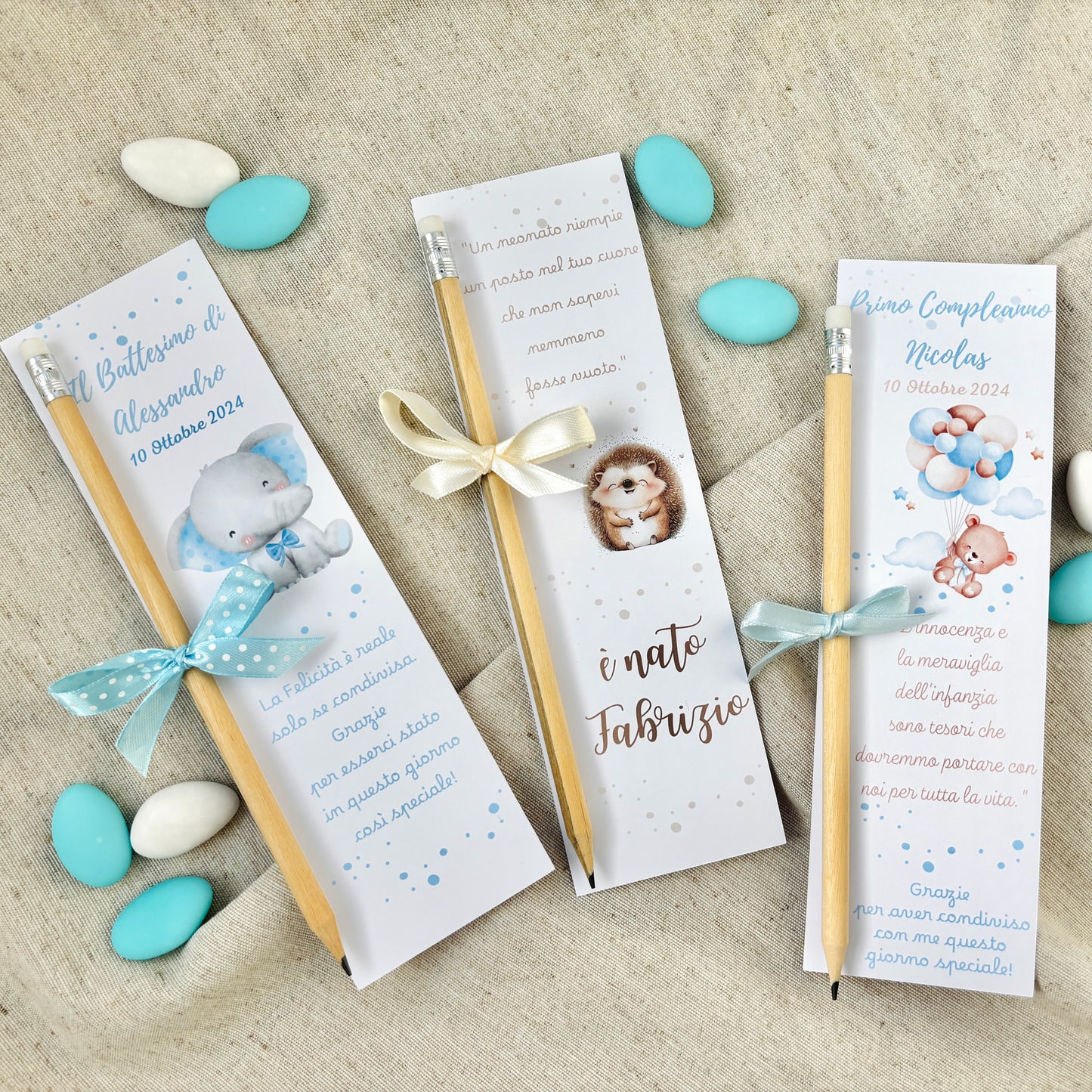 Baptism favor with natural wooden pencil, personalized engraving