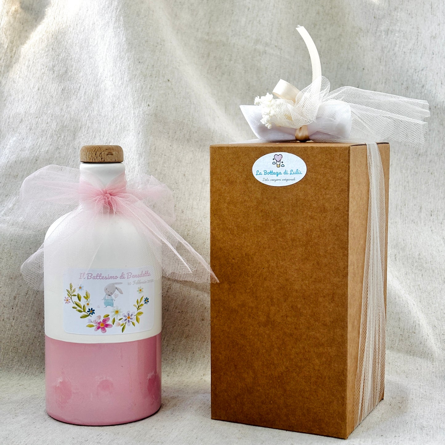 Wooden Box for FIRST COMMUNION - CONFIRMATION Jar of Millefiori Honey - Acacia - Chestnut handcrafted 250gr