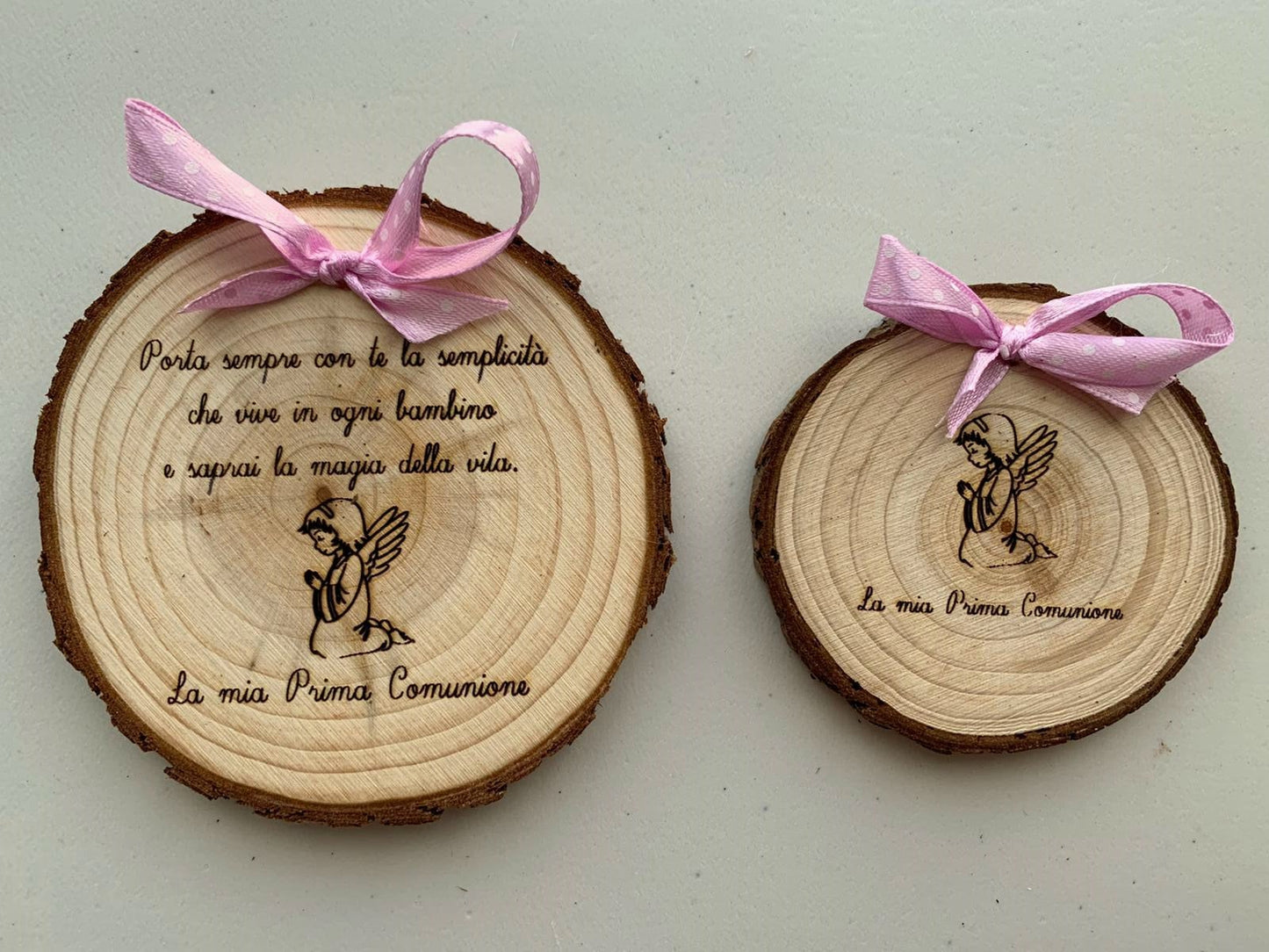 WOODEN TRUNK FIRST COMMUNION favor, customizable favor diameter 5 cm