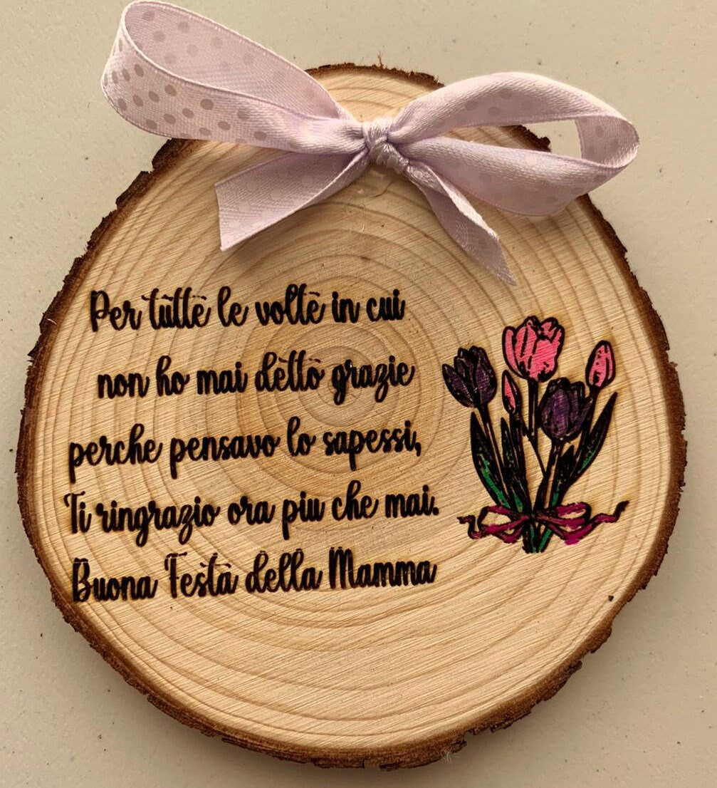 FÊTE DES MÈRES bûche en bois personnalisable maman fête des mères diamètre 10cm