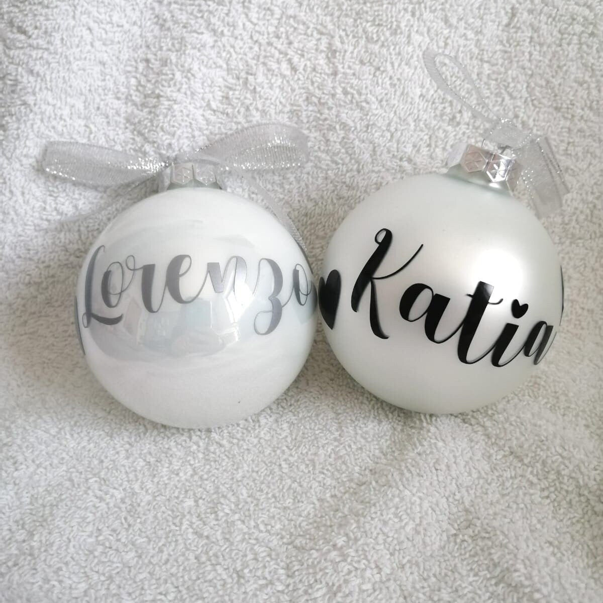 Personalized glass Christmas bauble 8cm Christmas decoration sphere, personalized tree decorations with name of boy/girl/mum/dad