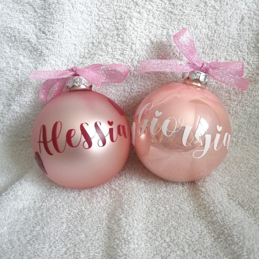 Personalized glass Christmas bauble 8cm Christmas decoration sphere, personalized tree decorations with name of boy/girl/mum/dad