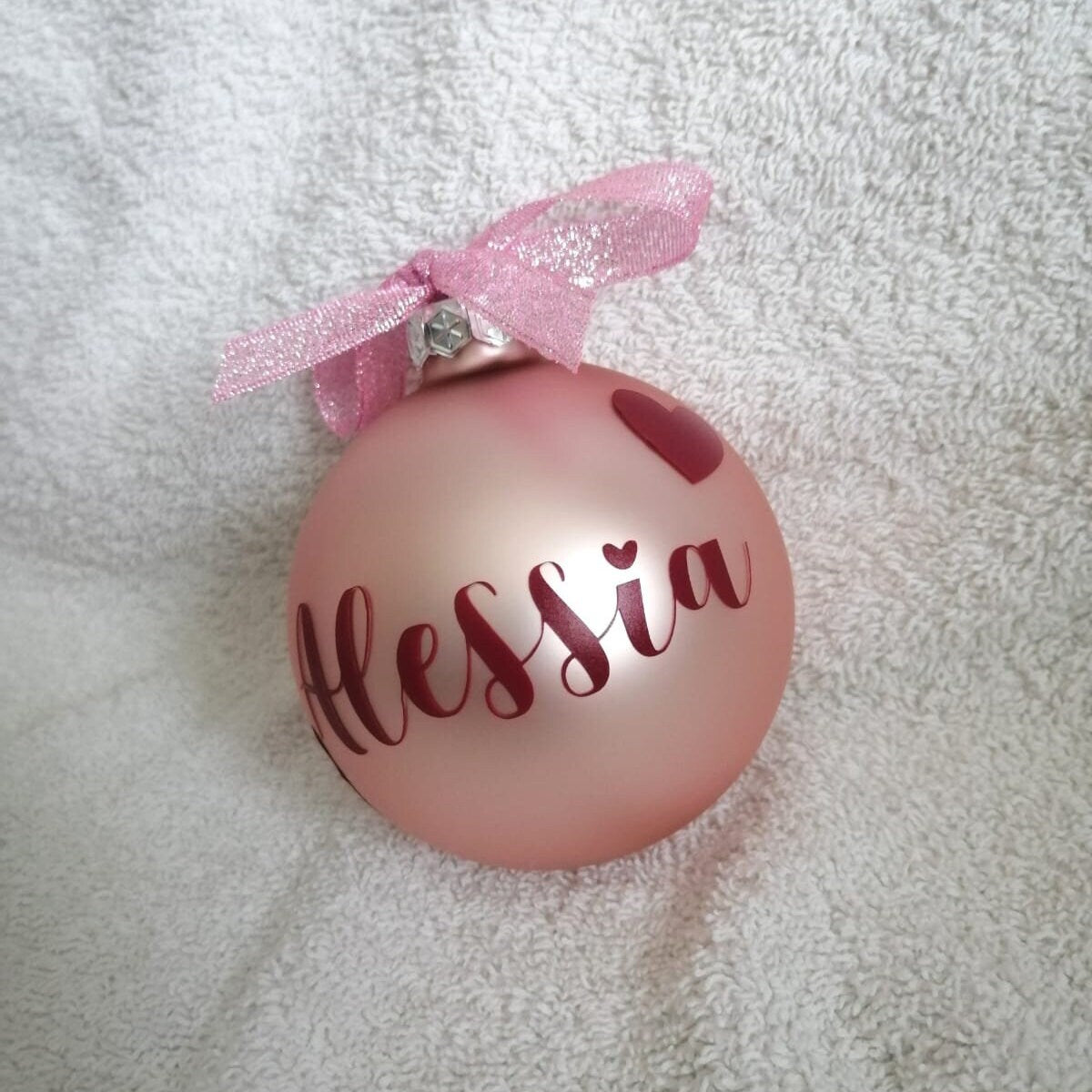 Personalized glass Christmas bauble 8cm Christmas decoration sphere, personalized tree decorations with name of boy/girl/mum/dad