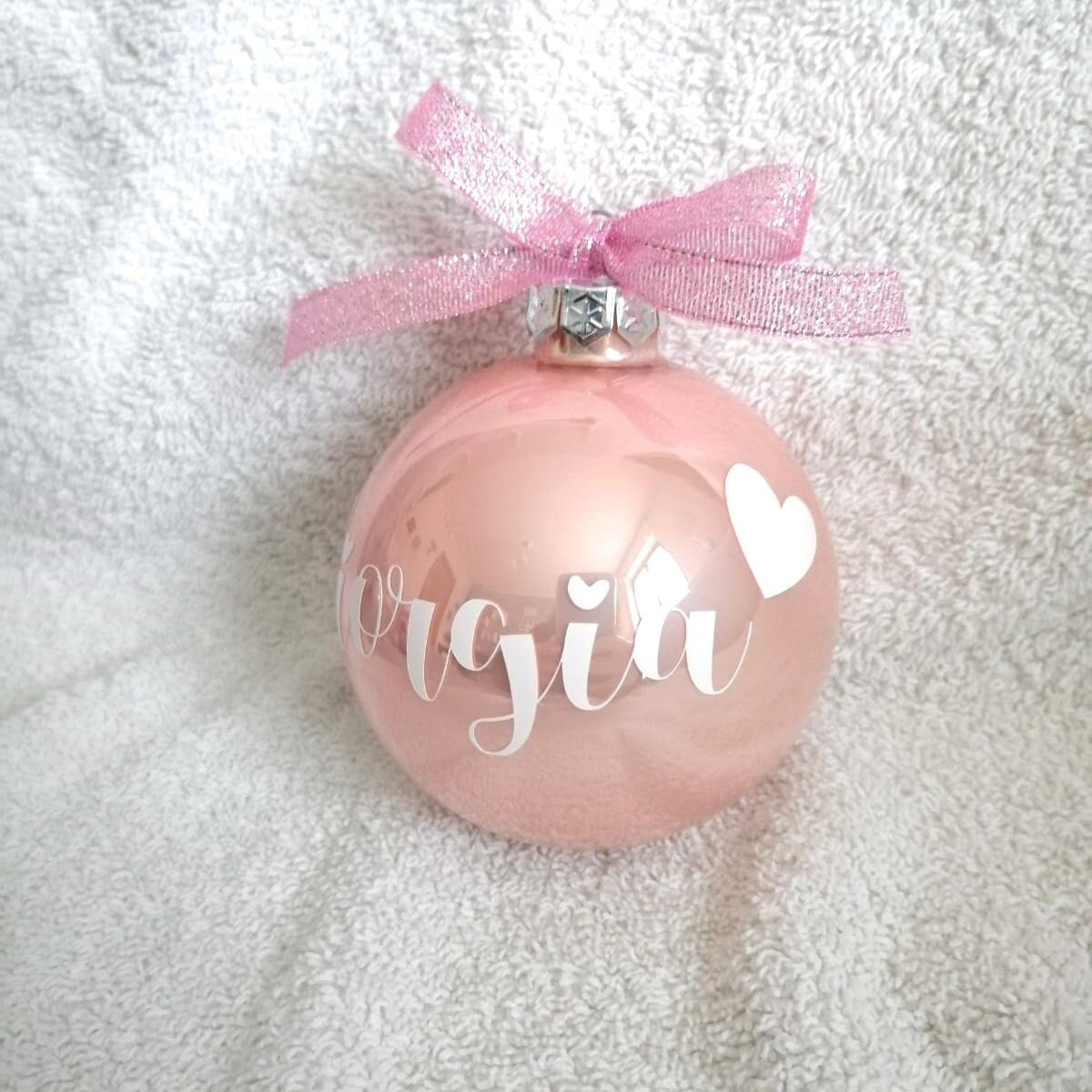 Personalized glass Christmas bauble 8cm Christmas decoration sphere, personalized tree decorations with name of boy/girl/mum/dad