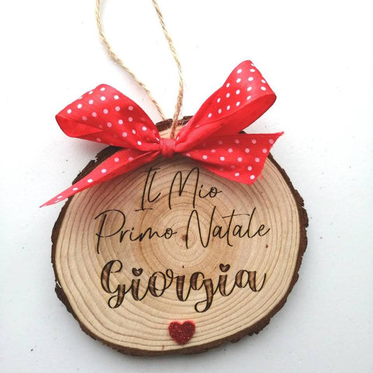 Christmas decorations. Customizable WOODEN log for CHRISTMAS "My First Christmas", tree decorations