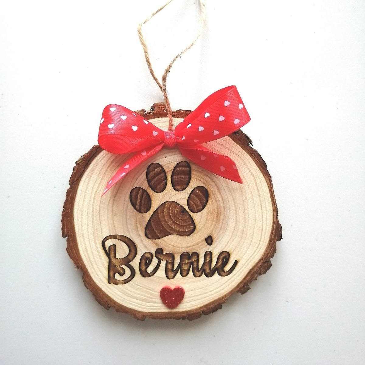 Bûche en BOIS avec nom de CHIEN, idée cadeau personnalisable