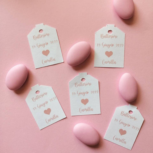 Customizable labels for girls for birth, baptism, birthday and pink sugared almonds