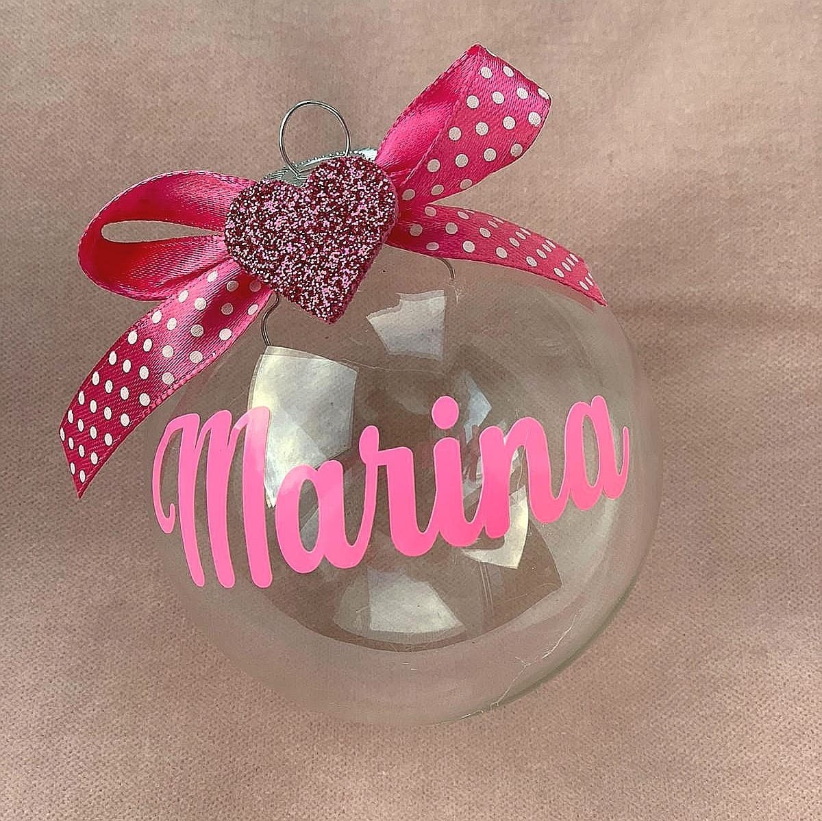 IRIDESCENT Glass Bauble 8cm Christmas decorations, personalized tree decorations with name of boy/girl/mum/dad