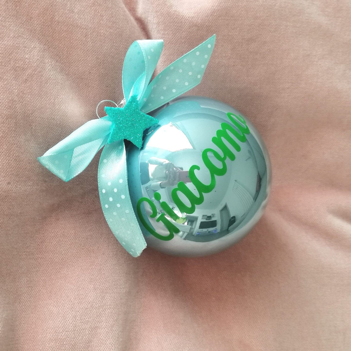 Personalized glass Christmas bauble 8cm Christmas decoration sphere, personalized tree decorations with name of boy/girl/mum/dad