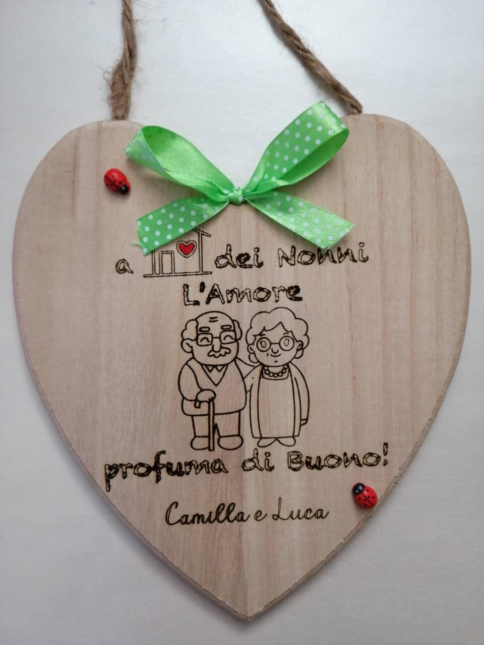 Customizable laser engraved wooden plaque 12cm x 18cm to hang for Grandparents' Day