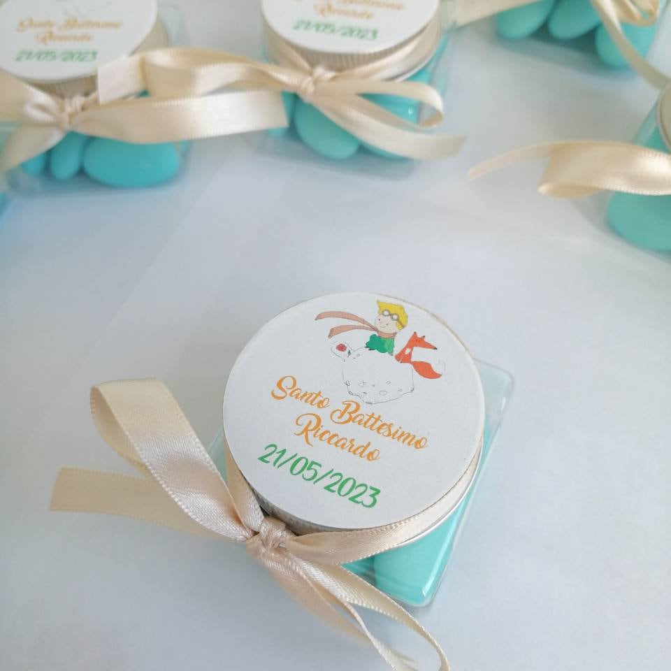 Plexiglass confetti holder with nameplate and personalized design 5cm x 5cm Birth Baptism Birthday