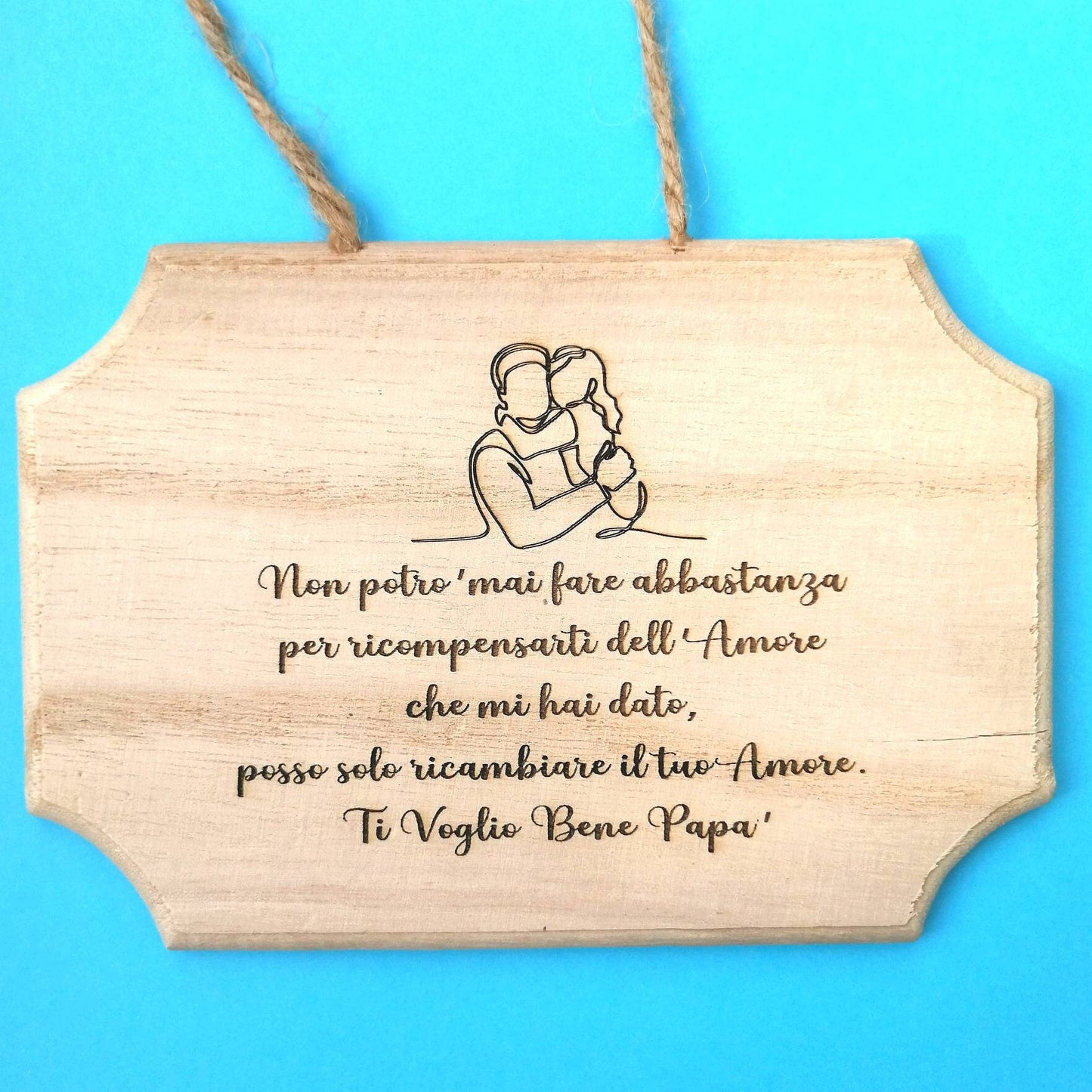 Customizable laser engraved wooden plaque 12cm x 18cm to hang for Father's Day