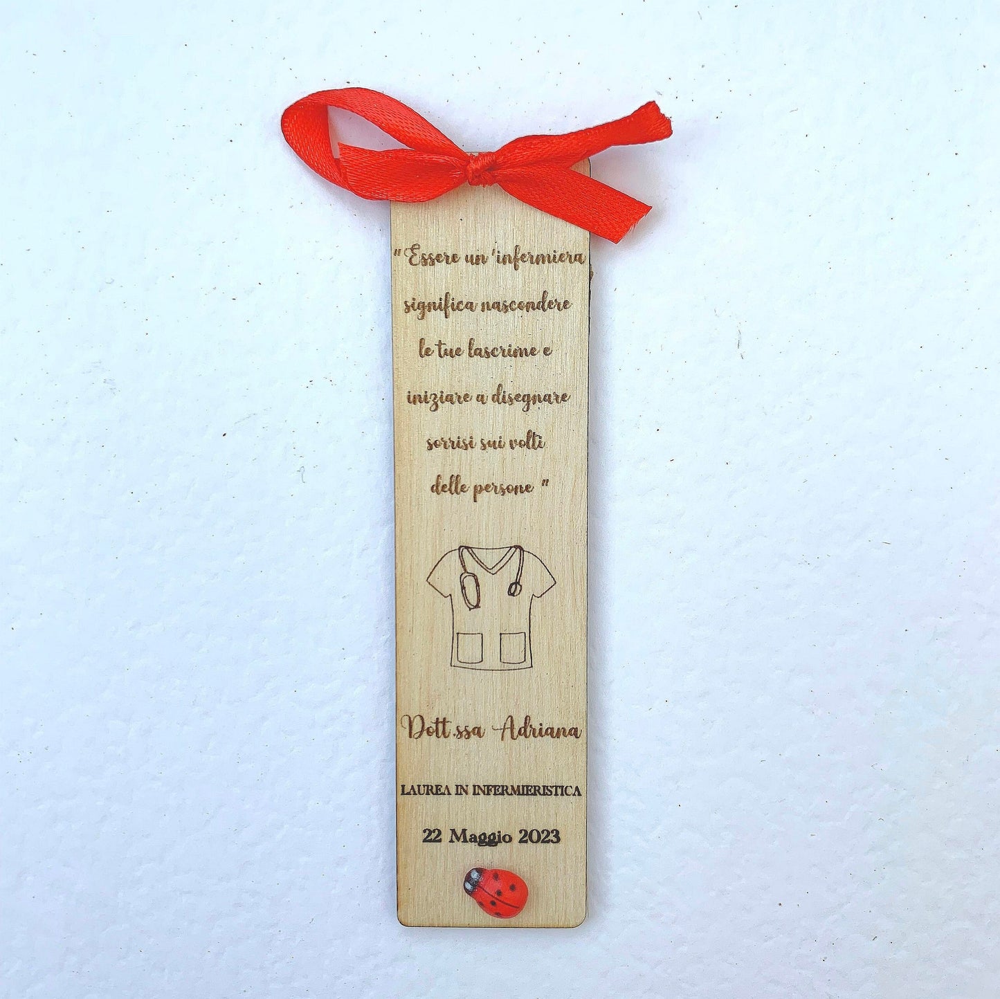 Nursing GRADUATION favor WOODEN BOOKMARK with personalized engraving size 12cm x 3cm