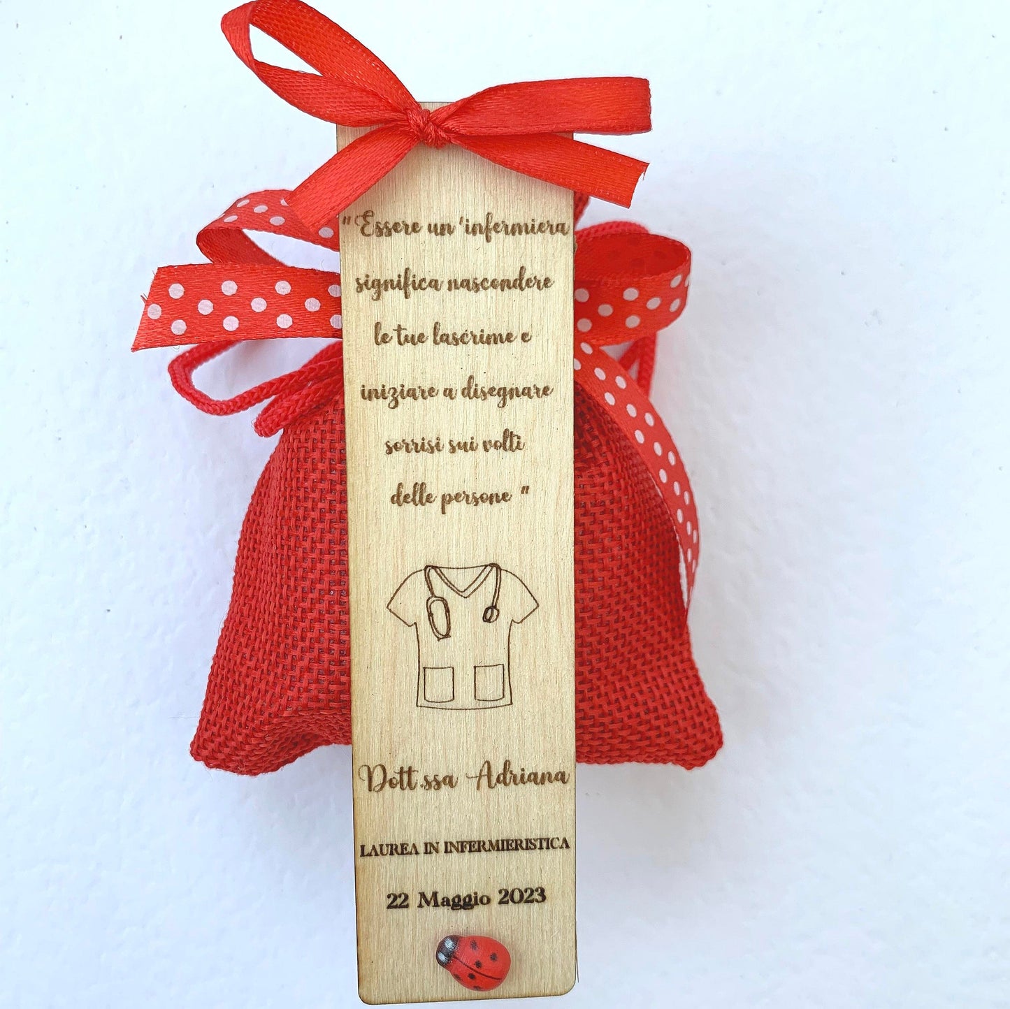 Nursing GRADUATION favor WOODEN BOOKMARK with personalized engraving size 12cm x 3cm