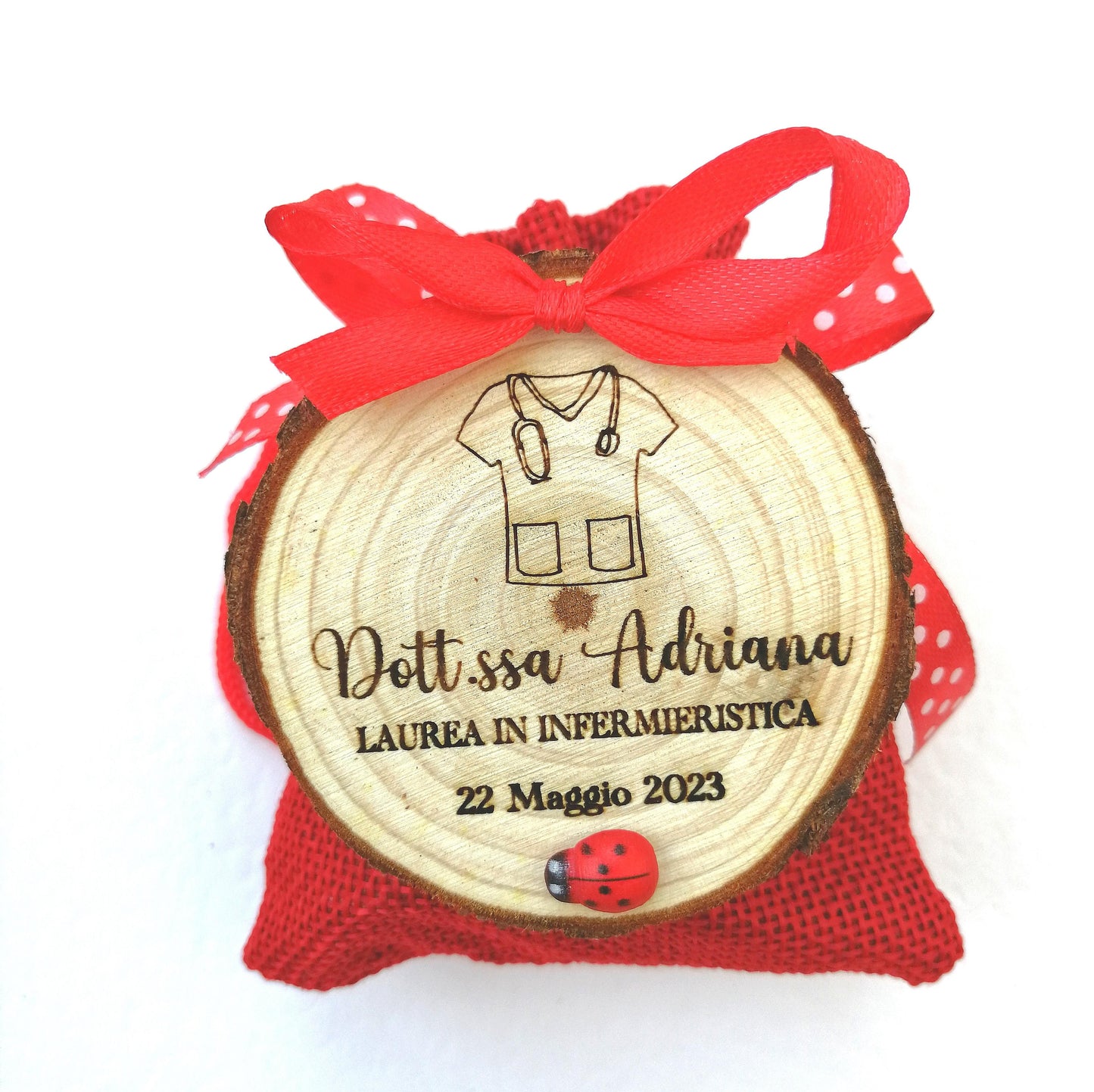 Handcrafted Graduation Favor Magnet Nurse Coat Wooden Personalized Engraving Diameter 5cm-7cm