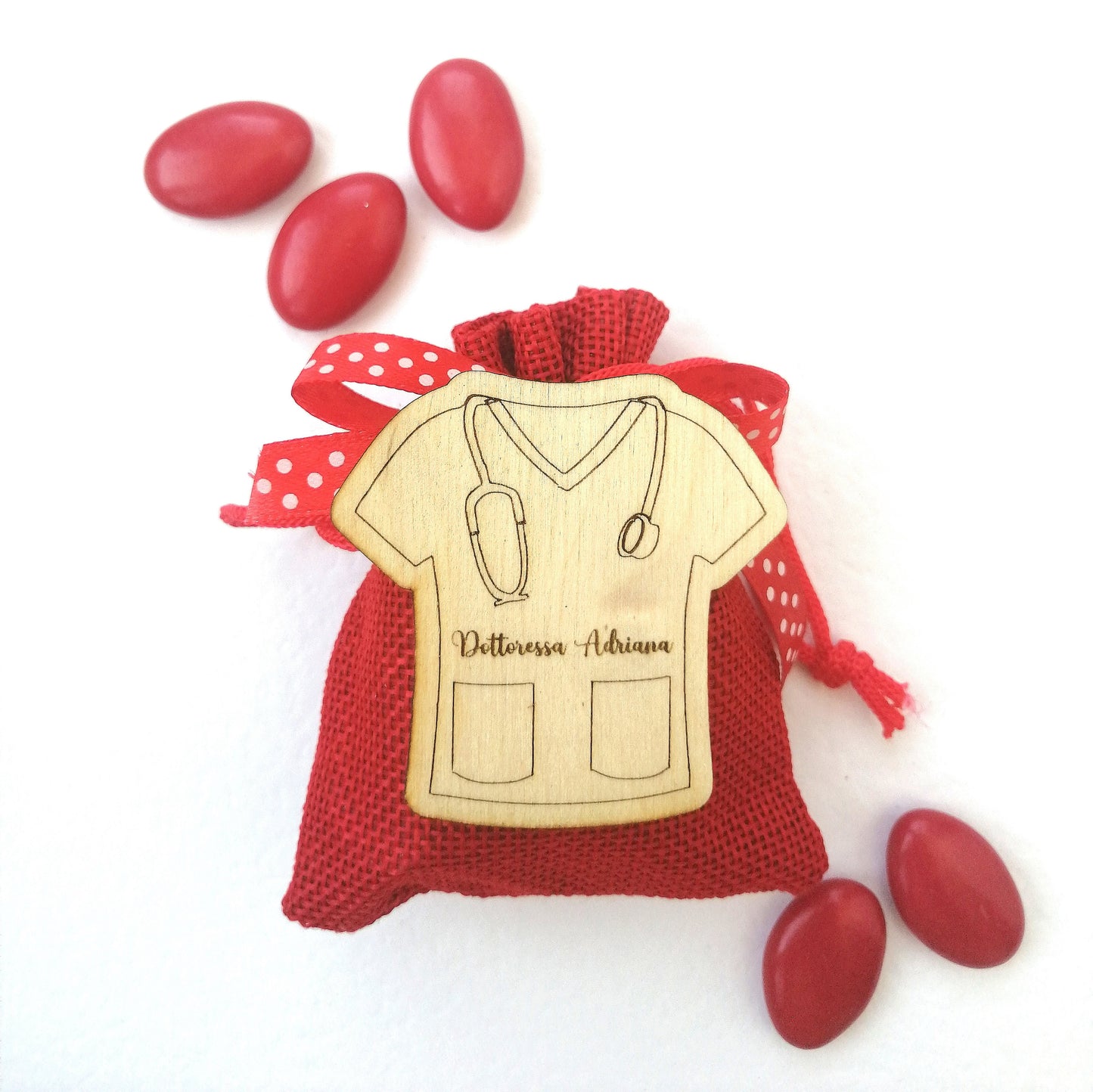 Handcrafted Graduation Favor Magnet Nurse Coat Wooden Personalized Engraving Size 5.5 cm x 4.5 cm