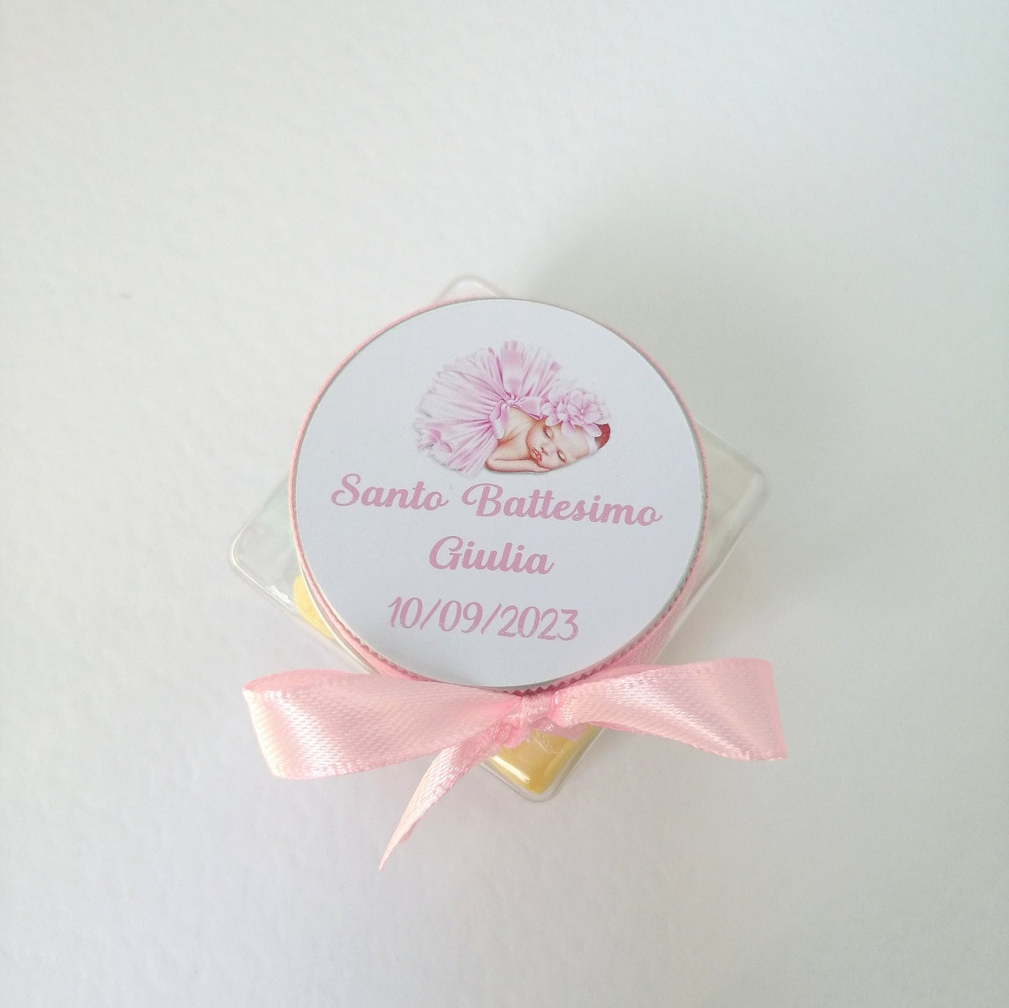 Porte confettis en plexiglas avec Guimauve avec étiquette personnalisable 5cm x 5cm Naissance Baptême Anniversaire