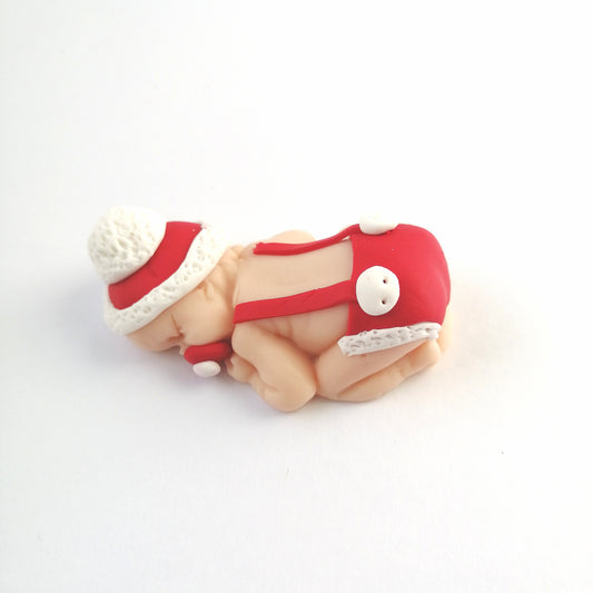 Bomboniera nascita/battesimo per bimbo in fimo Natale cappellino Babbo Natale Christmas Noel