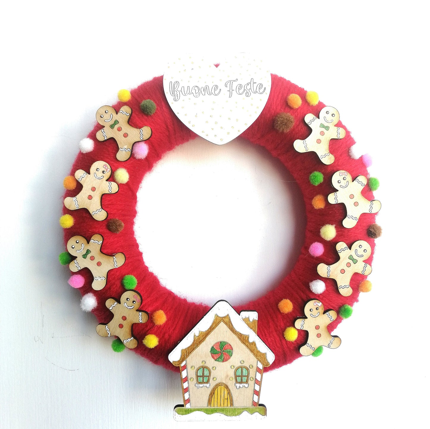 Garland outside the door Gingerbread men and house Happy Holidays Christmas to hang gift idea gingerbread diameter 20cm home decorations